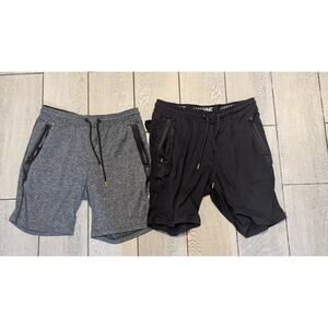 American Eagle AE Active Flex Shorts Lot 2 Medium Black Gray Pockets Mens (ae3)